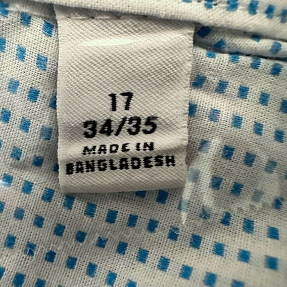 Calvin Klein Micro Check Slim Fit Performance Non Iron Dress Shirt Blue 17 34/35 - Picture 6 of 6